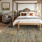 8x10 Area Rugs for Living Room Bedroom, Large Washable Rug, Brown Vintage Retro Boho Rug, Non Slip & Low Pile Faux Wool Thin Carpet for Indoor Dining Room and Kids Room(Brown 8x10ft)