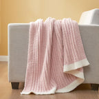 Snuggle Sac Pink Throw Blanket for Couch, Soft Cozy Ribbed Fluffy Blankets for Women, Warm Microfiber Knit Cute Throws for Girls Daughter Women Gifts for Mom, Pink, 50x70 inches