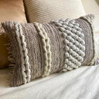 Decorative Boho-Chic Lumbar Pillow Cover 12x20 Premium Handwoven Tufted Cotton &Wool Accent Pillows, Earthy Color Throw Cushion, Farmhouse & Bohemian Home Decor (Limited Edition Cover Only)
