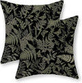 Black Pillow Covers 18x18 Set of 2 Sage Green Wildflower Leaf Plant Decorative Pillowcase Tropical Fern Herbs Botanical Floral Cushion Case Decor Summer Outdoor Throw Pillows for Couch Sofa