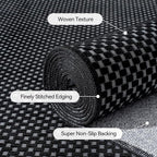 2x3 ft Indoor Door Mat Entryway Rug Non Slip Boho Woven Washable Small Area Rugs Runner, Front Entry Rug Entrance Doormat for Hall Porch Bathroom Kitchen Bedroom, Easy Clean, Black 24"x36"