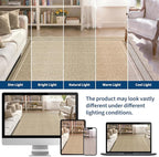 Garvee Scalloped Washable 8x10 Area Rug for Living Room Non Slip Soft Bedroom Rugs Solid Bordered Rug Non Shedding Low Pile Stain Resistant Carpet for Nursery Dining Room Playroom Office, Jute Color
