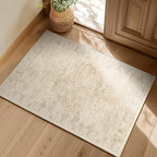 Distressed Beige Kitchen 2x3 Rugs Non Slip Washable, Natural Farmhouse Vintage Medallion Pinted Door Mat Indoor Entrance Entryway, Small Low Pile Rugs for Bathroom Vanity/Laundry Room/Bedroom
