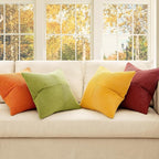 MIULEE Burnt Orange Decorative Throw Pillow Covers 20x20 Inch Set of 4 Boho Color-Clash Cushion Covers Modern Farmhouse Pillow Cases Corduroy Striped Home Decor for Couch Sofa Bed