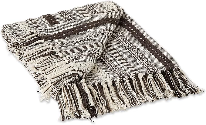 DII Braided Striped Decorative Throw Blanket, 50x60, Dark Brown