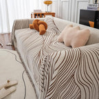VClife Large Sofa Cover Chenille Couch Cover for 2 Cushion Couch Sofa, Modern Beige Chocolate Striped Couch Covers for Kids Washable Sectional Sofa Protector with Tassel 71"X118"