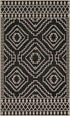 Lahome Bijou Moroccan Easy Jute Carpet, 3x5 Indoor Outdoor Entryway Patio Rug 3x5 Farmhouse Black Washable Living Room Rug, Non Slip Indoor Outdoor Carpet for Patio Courtyard Deck