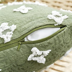 ANRODUO Pack of 2 Sage Green Floral Boho Decorative Throw Pillow Covers with Tufted Rhombic Jacquard for Room Decor Pillow Covers 12x20 Cute and Soft Pillowcase for Couch Sofa and Living Room Fall