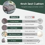 HIGOGOGO Tufted Corduroy Recliner Seat Cushion for Elderly, High Density Foam Large Square Seat Cushion for Recliner Chair, Floor Pillow, Office Chair, Car, No Pressure on Thighs, 20x20x4
