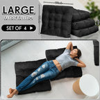 Jerify Floor Pillow Cushions Large Round Square Large Meditation Floor Pillow for Classroom Adult Meditation Picnic Party Seating Learning Daycare School(Square,Black,4 Pcs)
