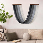 EOBTAIN Large Macrame Wall Hanging Black Grey Ombre Yarn Macrame Wall Decor Handmade Woven Tapestry Boho Wall Art for Bedroom Living Room Home Office Decorations, 15.7" W x 31.5" L