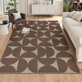 Lahome Modern Geometric Easy Jute Outdoor Rugs for Patio 5x7, Brown Washable Carpet for Living Room, Neutral Semi-Circle Thin Rug for Bedroom Office Entrance Porch Non Slip