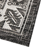 Rugs.com Outdoor Aztec Collection Rug – 12 Ft Runner Charcoal Gray Flatweave Rug Perfect for Hallways, Entryways