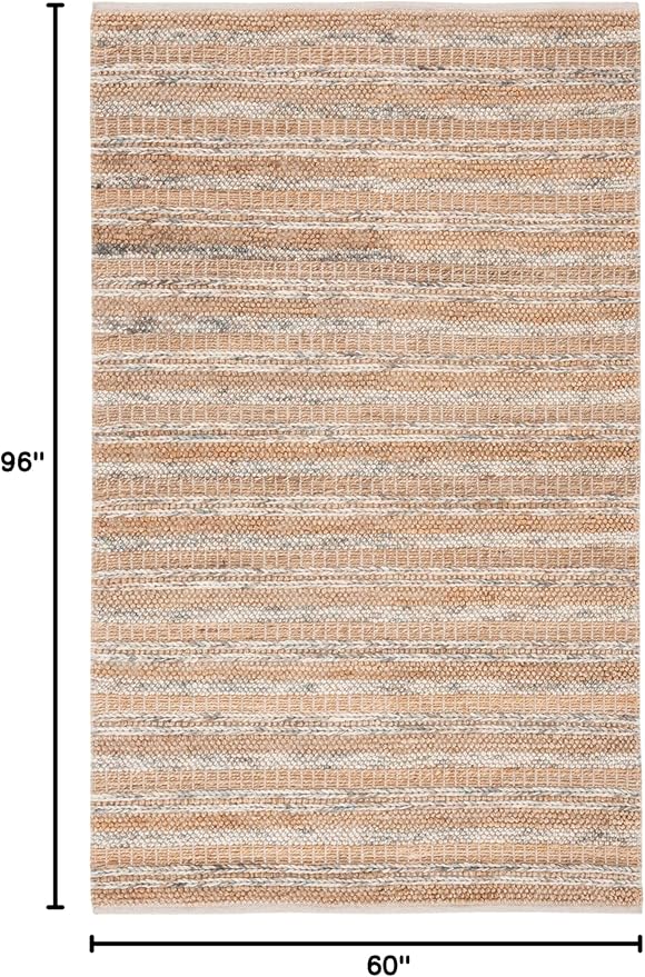 SAFAVIEH Natura Collection Area Rug - 5' x 8', Natural & Brown, Rustic Farmhouse Design, Handmade Wool & Jute, Ideal for The Living Room, Bedroom, Dining Room (NAT501T-5)