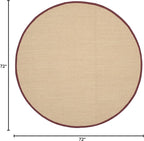 SAFAVIEH Area Rug 6' Round - Natural Fiber Collection - Maize & Burgundy, Sisal, Woven Design with Border (NF141D)