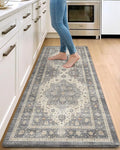DEXI Kitchen Floor Mats Anti Fatigue, 23x59 Large Cushioned Vintage Runner Rug Waterproof, Standing Comfort Memory Foam Padded for Front Sink Laundry Office, Dark Grey