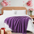 inhand Purple Knitted Throw Blanket for Couch Bed, Mothers Day/Mom Birthday Gifts for Mom from Daughter Son, Soft Lightweight with Tassels, Farmhouse Warm Decorative Blanket for Women, 60"x80"