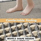 MIULEE Set of 2 Waffle Bathroom Runner Rugs, Boho Bath Rugs Non Slip Washable, Super Absorbent Runner Bath Mats Rubber Backed, Ideal for Hallway Laundry Room, Dark Grey & Yellow, 2' x 4'(24 x 48 Inch)