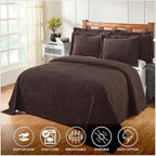 Better Trends Chenille Bedspreads Full/Double Size, Chocolate 100% Cotton Chenille Stripe Design Tufted Bedding Coverlet Soft Lightweight, 96"x110" with 2 Sham, 3 Pieces Set Jullian Collection