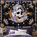 Aipon Purple Skeleton Tapestry Bedroom Skull Mushroom Tapestries Hippie Nature Plants Floral Flower Aesthetic Tapestry Wall Hanging for Living Room Dorm (Purple, 80'' × 60'')