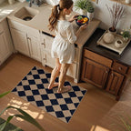 Lahome Colette Checkered Easy Jute Kitchen Rug, 2x3 Indoor Door Mat Small Neutral Area Rug, Farmhouse Diamond Non Slip Non Shedding Lightweight Floor Carpet for Entry Porch