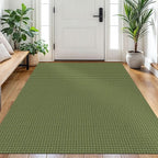 EARTHALL Woven Area Rug 4x6 Ft Washable Rugs for Entryway Non Slip Braided Throw Rugs Bedroom Carpet Cotton Entry Rug Cotton Floor Carpets for Bedroom Dining Room Living Room, Green