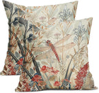 Kawani Summer Dragonfly Pillow Covers 20X20 Inch Red Floral Flower Botanical Nature Decorative Pillow Cases Set of 2 Vintage Farmhouse Throw Pillows for Cushion Sofa Couch Outdoor