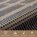 LIVEBOX Easy Jute Indoor Outdoor Rug 3x5 Front Porch, Black Striped Washable Outdoor Rugs for Entryway Living Room, Non Slip Rug Geometric Carpet Door Mat for Entry Front Door, Patio, Kitchen, Bedroom