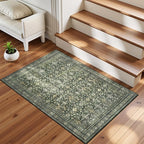 Lofus Area Rug for Living Room, 2x3 Washable Rug for Entryway Bathroom, Green Non Slip Kitchen Mats for Floor, Soft Door Mat Indoor Entrance, Farmhouse Carpet for Entry Living Room Bedroom