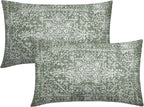 Sage Green Boho Lumbar Pillow Covers 12x20 Inch Bohemian Carpet Pattern Ethnic Pillow Cases for Couch Farmhouse Vintage Geographic Rug Rectangle Pillow Cases for Bed Patio Covers Outdoor Indoor Set 2