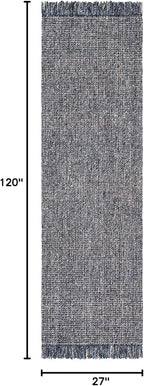SAFAVIEH Natural Fiber Collection Runner Rug - 2'3" x 10', Charcoal & Natural, Handmade Woven Fringe Jute, Ideal for High Traffic Areas in Living Room, Bedroom (NF826H)