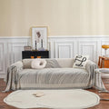 VClife XXL Sofa Cover Chenille Couch Cover for 3 Cushion Couch Sofa, Modern Beige Gray Striped Couch Covers for Kids Washable Sectional Sofa Protector with Tassel 71"X150"