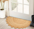 Savi Home Half Hand Woven Area Rug Braided Jute Scalloped Border, Decor Collection Classic Quality Made for Living Room, Kitchen, 22x42 - Natural