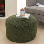 Stuffed Pouf Ottoman with High Density Foam Filler Plush Fiber Stool Foot Stool Storage Ottoman 20 * 12''Floor Pouf Foot Rest for Living Room (Green Pouf with Filler)