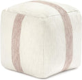 Anji Mountain Pouf Ottoman Foot Rest, Handmade Ottoman Pouf, Comfortable Foot Stool, Decorative Floor Seating for Living Room Decor, Bedroom & Home Décor Accent - Petal Stripe