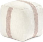 Anji Mountain Pouf Ottoman Foot Rest, Handmade Ottoman Pouf, Comfortable Foot Stool, Decorative Floor Seating for Living Room Decor, Bedroom & Home Décor Accent - Petal Stripe