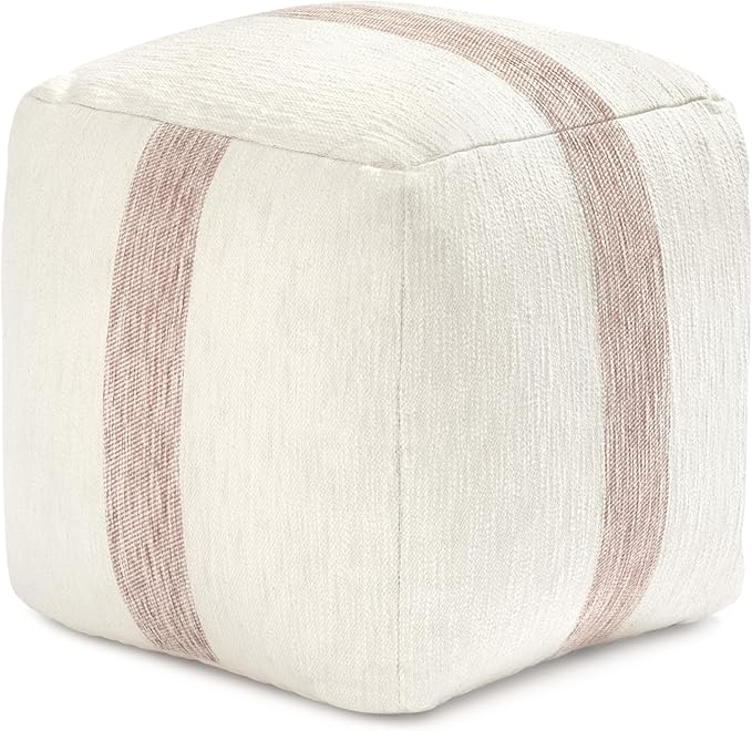 Anji Mountain Pouf Ottoman Foot Rest, Handmade Ottoman Pouf, Comfortable Foot Stool, Decorative Floor Seating for Living Room Decor, Bedroom & Home Décor Accent - Petal Stripe