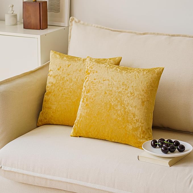 NiNi ALL Decorative Throw Pillow Covers Pack of 2, Velvet Throw Pillow Cases for Couch Pillows Cover Bedroom Living Room Outdoor Pillow Covers 16x16 Inch Gold