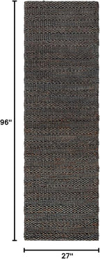 SAFAVIEH Natural Fiber Collection Runner Rug - 2'3" x 8', Charcoal, Handmade Jute, Braided Woven Design, Ideal for Living Room, Bedroom (NF212C)