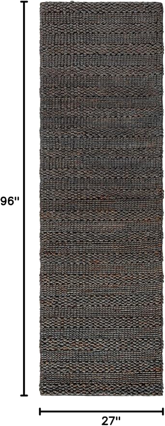 SAFAVIEH Natural Fiber Collection Runner Rug - 2'3" x 8', Charcoal, Handmade Jute, Braided Woven Design, Ideal for Living Room, Bedroom (NF212C)