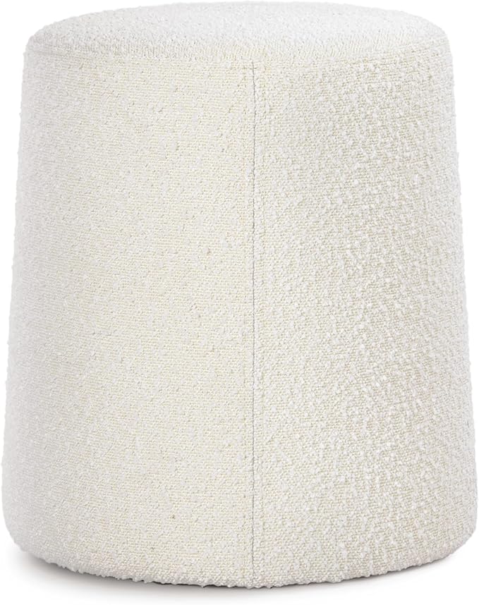 Spatial Order Organic Shape Ottoman (No Lid, Seat Only) | HomePop Home Décor | Round Pouf Foot Rest – Cream Boucle
