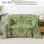 Boho Throw Blanket for Bed-100% Cotton Soft Breathable Farmhouse Decor Boho Quilt for Sofa (Bright Green, 60"x80")