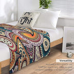 Indian Boho Throw Blanket Mandala Design Colorful Bohemian Floral Paisley Blanket for Sofa Bed Couch Chair Or Dorm 30"x40"