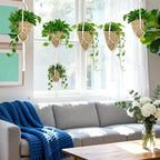 Macrame Plant Hanger - 5 PCS Hanging Planters for Indoor Plants Outdoor Decorative Flower Pot Holder Wall Decor Living Room Boho Home Decor Set of 5 35"/41"/55" 3 Size Pots Not Included