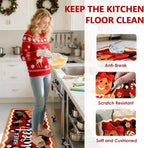 Christmas Rugs for Kitchen Floor, Gingerbread Man Mats for Kitchen Floor Non Slip, 2PCS Rubber Kitchen Mat, Washable Cushioned Runner Carpet Rug for Sink Laundry 15.7"×27.5" +15.7"×47" Red 3.5mm