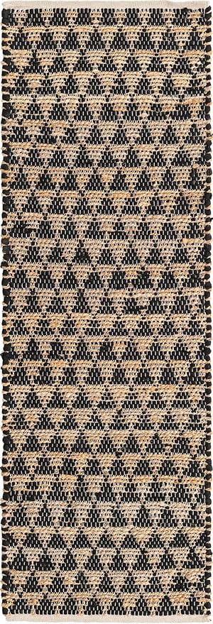 Unique Loom Chindi Jute Collection Area Rug (2' 2" x 6' 1" Runner, Black/ Natural)