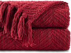 BATTILO HOME Christmas Decor Red Throw Blanket for Couch, Knit Throw Blanket for Bed, Super Soft Cozy Warm Red Christmas Blankets for Winter Couch Bed Sofa, 60"x80"