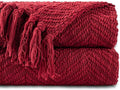 BATTILO HOME Red Throw Blanket for Couch, Knit Christmas Throw Blanket for Home Decor, Super Soft Cozy Warm Red Christmas Blanket for Winter, 50" x 60"