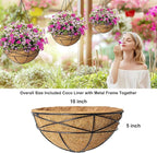2 Pack 10 Inch Hanging Planters for Outdoor Plants Metal Wire Flower Baskets with Natural Coconut Liners for Garden Planting Decor