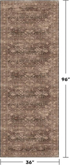 Brown Washable Long Runners for Hallways, 3x8 Wide Kitchen Runner Rug, Entryway Indoor Rug, Non Slip Rubber Backing Boho Vintage Dark Floor Decor